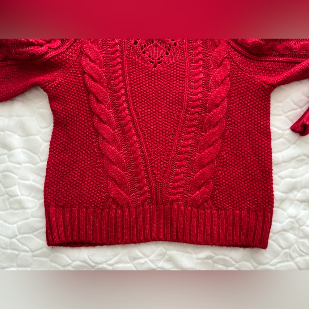 SOLD🚫Lands End NWOT Red Cable Knit Sweater - Picture 11 of 11